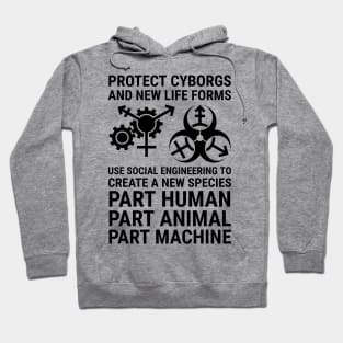 protect cyborgs - white text Hoodie